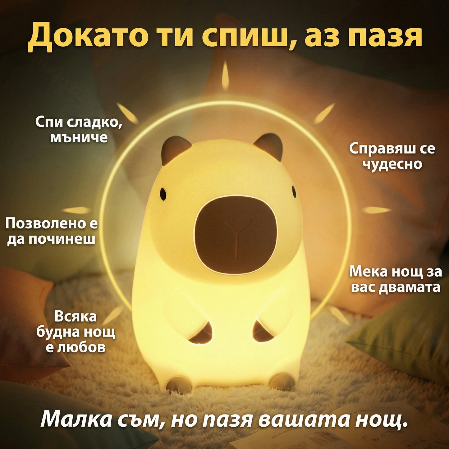 Мека нощна лампа „Капибара" – идеалният подарък за всяка възраст 🎁