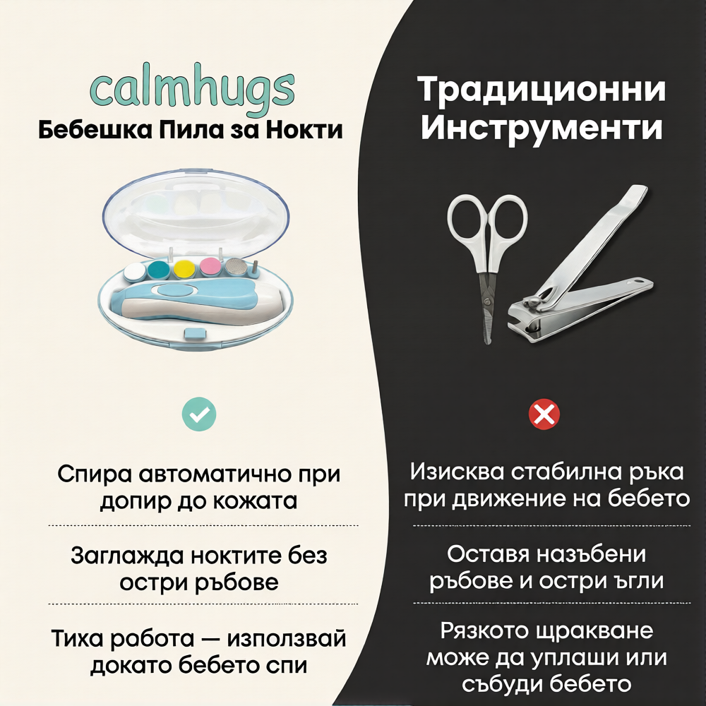 Електрическа пила за бебешки нокти – Безопасна и Безшумна